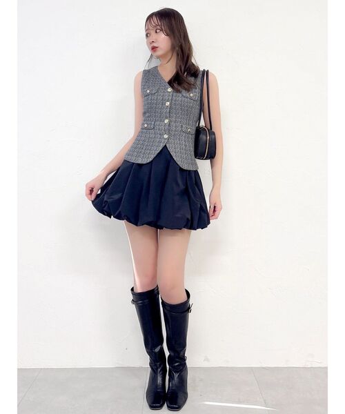 dazzlin(ダズリン)の「ジレレイヤードコンビミニワンピース(ワンピース・レディース・イエロー/アイボリー/チャコールグレー・MEDIUM/SMALL)」の12枚目の写真