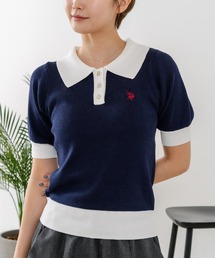 U.S. POLO ASSN.（ユーエスポロアッスン）の「【U.S. POLO ASSN./ユーエスポロアッスン】ワンポイントロゴ刺繍 バイカラーニットポロシャツ（ポロシャツ）」