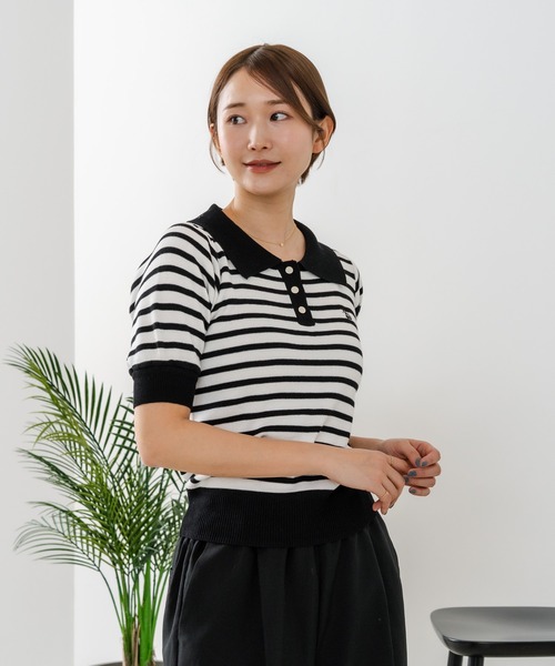 U.S. POLO ASSN.（ユーエスポロアッスン）の「【U.S. POLO ASSN./ユーエスポロアッスン】【なめらか極上タッチ】サマーニットポロ 上品な質感 軽やかで涼しい ロングシーズン活躍（ポロシャツ・レディース・ネイビー/ブラック/グリーン/オフホワイト・MEDIUM/LARGE）」の21枚目の写真