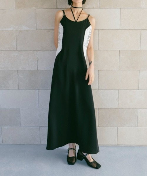 sahara（サハラ）の「Lace Inset Camisole Dress/レースインセットキャミソールドレス（ワンピース・レディース・ネイビー/ブラック・FREE）」の2枚目の写真