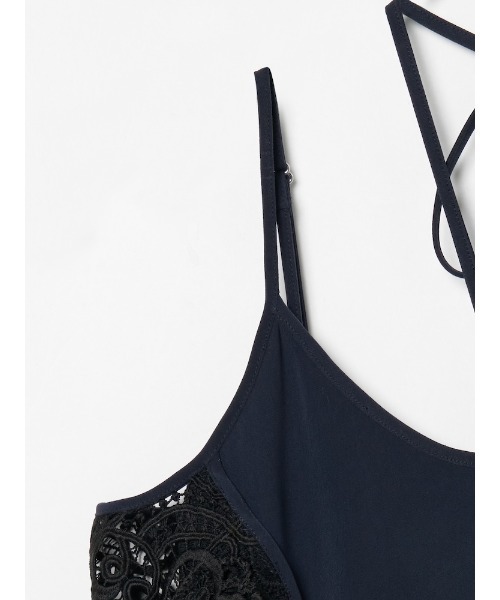 sahara（サハラ）の「Lace Inset Camisole Dress/レースインセットキャミソールドレス（ワンピース・レディース・ネイビー/ブラック・FREE）」の9枚目の写真