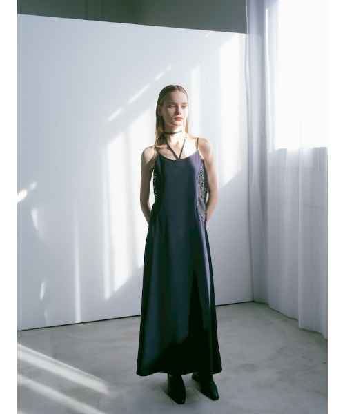 sahara（サハラ）の「Lace Inset Camisole Dress/レースインセットキャミソールドレス（ワンピース・レディース・ネイビー/ブラック・FREE）」の4枚目の写真