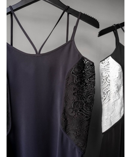 sahara（サハラ）の「Lace Inset Camisole Dress/レースインセットキャミソールドレス（ワンピース・レディース・ネイビー/ブラック・FREE）」の12枚目の写真