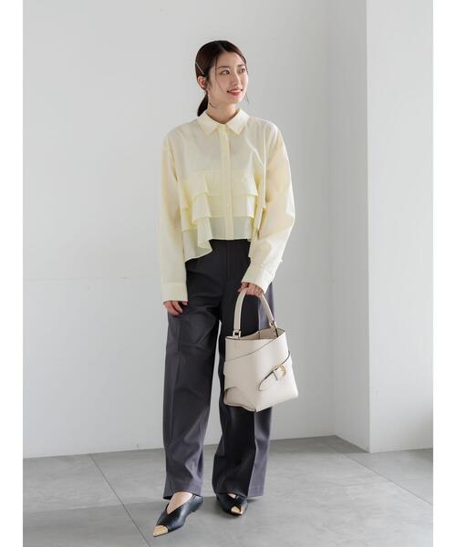 Te chichi（テチチ）の「ティアードフリルクロップトシャツ（シャツ/ブラウス・レディース・イエロー/ネイビー/オフホワイト・F）」の5枚目の写真