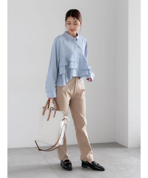 Te chichi（テチチ）の「ティアードフリルクロップトシャツ（シャツ/ブラウス・レディース・イエロー/ネイビー/オフホワイト・F）」の10枚目の写真