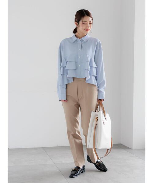 Te chichi（テチチ）の「ティアードフリルクロップトシャツ（シャツ/ブラウス・レディース・イエロー/ネイビー/オフホワイト・F）」の11枚目の写真
