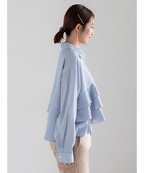 Te chichi（テチチ）の「ティアードフリルクロップトシャツ（シャツ/ブラウス・レディース・イエロー/ネイビー/オフホワイト・F）」の14枚目の写真
