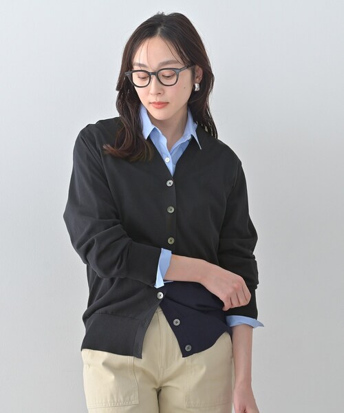 UNTITLED（アンタイトル）の「◆シアーVネックカーディガン（カーディガン/ボレロ・レディース・ネイビー/ナチュラル・04/02/00/48/44）」の8枚目の写真