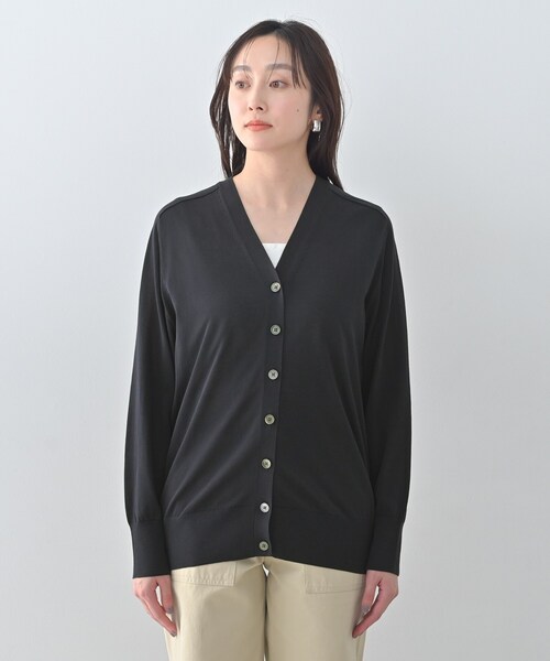 UNTITLED（アンタイトル）の「◆シアーVネックカーディガン（カーディガン/ボレロ・レディース・ネイビー/ナチュラル・04/02/00/48/44）」の12枚目の写真