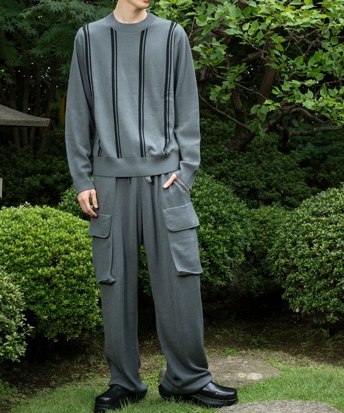 WITH OR WITHOUT(ウィズオアウィズアウト)の「シルク混カーゴニットパンツ/立体ポケット × ウールカシミヤブレンド(カーゴパンツ・メンズ・ブラック/ブラウン/グレー・1/2)」の11枚目の写真