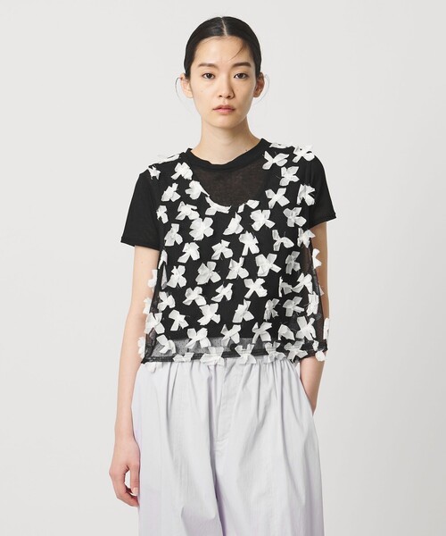 AEWEN MATOPH(イウエン マトフ)の「<AEWEN MATOPH>ドットチュールリボンノースリーブ(シャツ/ブラウス・レディース・ブラック/ホワイト・FREE)」の2枚目の写真