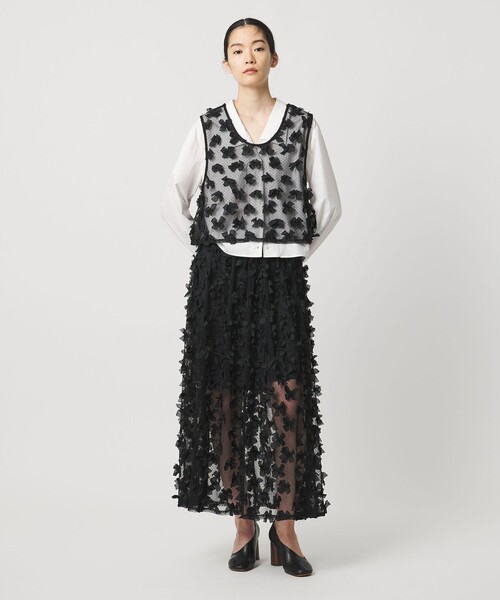 AEWEN MATOPH(イウエン マトフ)の「<AEWEN MATOPH>ドットチュールリボンノースリーブ(シャツ/ブラウス・レディース・ブラック/ホワイト・FREE)」の3枚目の写真