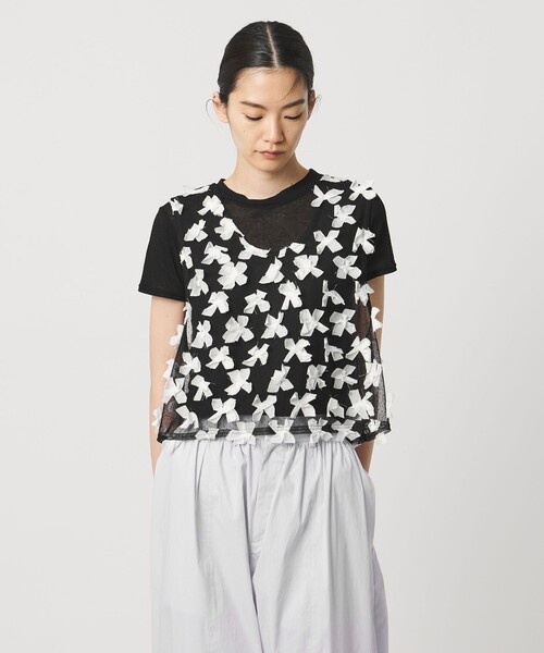 AEWEN MATOPH(イウエン マトフ)の「<AEWEN MATOPH>ドットチュールリボンノースリーブ(シャツ/ブラウス・レディース・ブラック/ホワイト・FREE)」の9枚目の写真