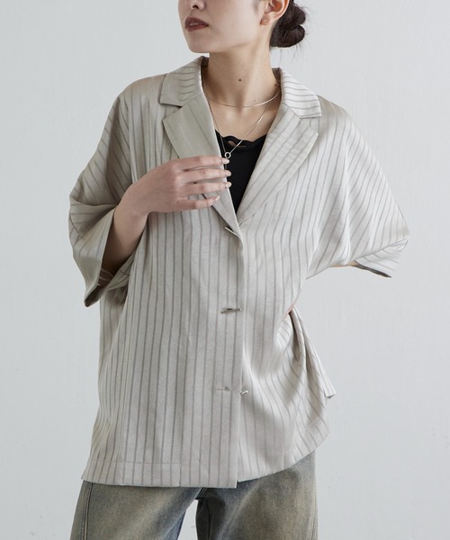 Lui's（ルイス）の「レースサテン開襟シャツ（シャツ/ブラウス・レディース・ベージュ/ブラック/オフホワイト・FREE）」の22枚目の写真