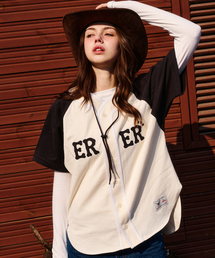 ERER Color Block Baseball Shirts Charcoal