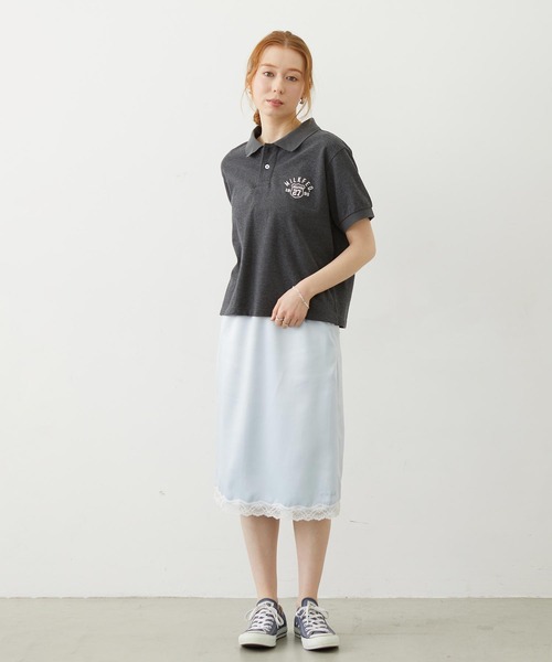 MILKFED.(ミルクフェド)の「EMBLEM EMBROIDERED POLO SHIRT(シャツ/ブラウス・レディース・チャコール/アッシュ/ライトピンク・S/M)」の22枚目の写真