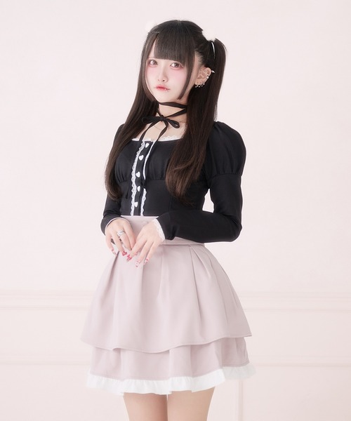 Pal elfy(パルエルフィー)の「チョーカー付きハートボタントップス(Tシャツ/カットソー・レディース・ブラック系その他/ブラック・フリー)」の2枚目の写真
