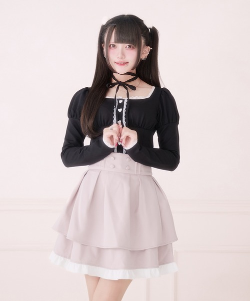 Pal elfy(パルエルフィー)の「チョーカー付きハートボタントップス(Tシャツ/カットソー・レディース・ブラック系その他/ブラック・フリー)」の3枚目の写真