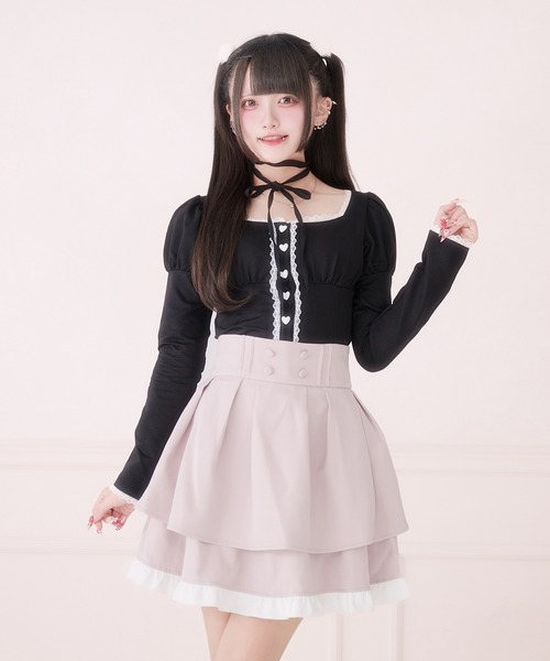 Pal elfy(パルエルフィー)の「チョーカー付きハートボタントップス(Tシャツ/カットソー・レディース・ブラック系その他/ブラック・フリー)」の4枚目の写真