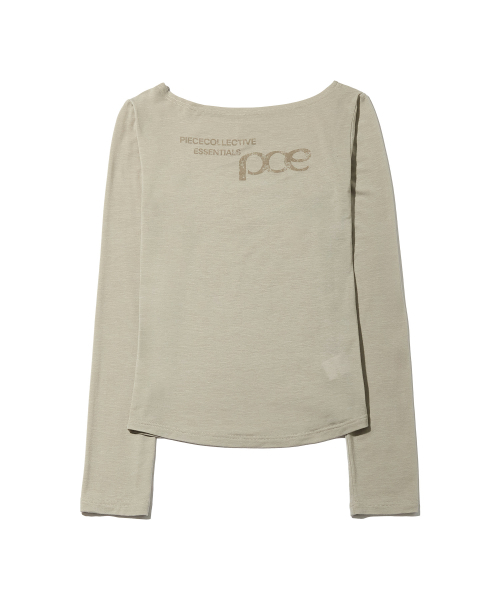 PIECEMAKER(ピースメーカー)の「PCE クラックロゴボートネックスリムロングスリーブ(ベージュ)(Tシャツ/カットソー・レディース・その他・FREE)」の4枚目の写真