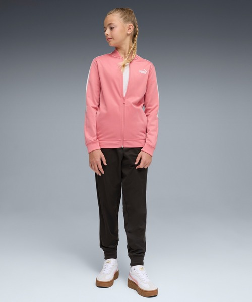 ベロア生地　PUMAセットアップ ピンク PUMA プーマ ガールズ ポリ ベースボール スーツ 上下セット 120-160cm