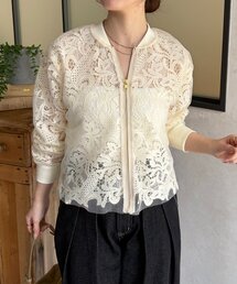 レースチュールレイヤードブルゾン
