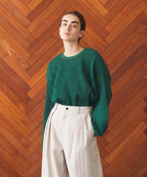SHAREEF（シャリーフ）の「PLEATS L/S PULLOVER（Tシャツ/カットソー・メンズ・ブラック/グリーン・1/2）」の16枚目の写真