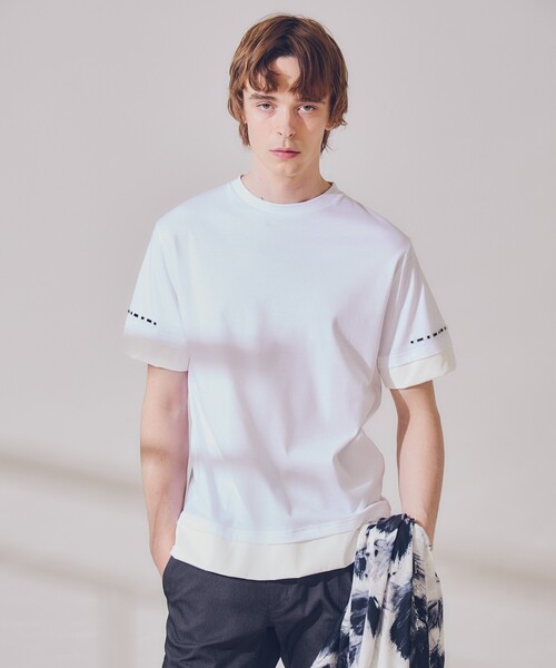 5351 POUR LES HOMMES（ゴーサンゴーイチプールオム）の「レイヤード スタッズ 半袖Tシャツ（Tシャツ/カットソー・メンズ・ブラック/ホワイト・48/46/44/50）」の14枚目の写真