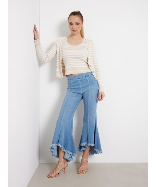 Guess(ゲス)の「MARTI Stripe Rib Tank タンクトップ(タンクトップ・レディース・ベージュ・X-SMALL/SMALL/MEDIUM/LARGE)」の4枚目の写真