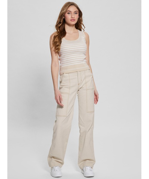 Guess(ゲス)の「MARTI Stripe Rib Tank タンクトップ(タンクトップ・レディース・ベージュ・X-SMALL/SMALL/MEDIUM/LARGE)」の5枚目の写真
