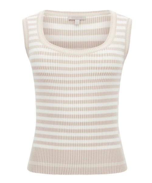 Guess(ゲス)の「MARTI Stripe Rib Tank タンクトップ(タンクトップ・レディース・ベージュ・X-SMALL/SMALL/MEDIUM/LARGE)」の3枚目の写真