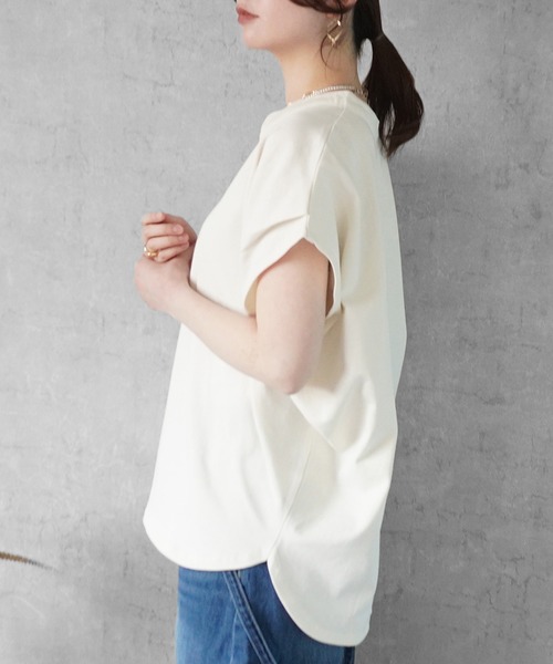 SELECT LEVERY(セレクトリベリー)の「天竺キーネックフレンチスリーブTシャツ(Tシャツ/カットソー・レディース・ブラック/ピンク/アイボリー・MEDIUM)」の16枚目の写真