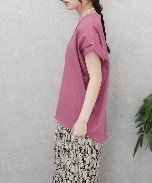 SELECT LEVERY(セレクトリベリー)の「天竺キーネックフレンチスリーブTシャツ(Tシャツ/カットソー・レディース・ブラック/ピンク/アイボリー・MEDIUM)」の22枚目の写真