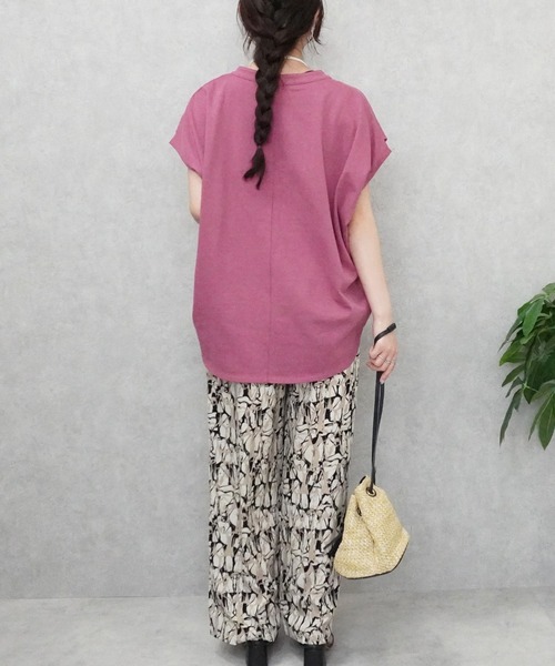 SELECT LEVERY(セレクトリベリー)の「天竺キーネックフレンチスリーブTシャツ(Tシャツ/カットソー・レディース・ブラック/ピンク/アイボリー・MEDIUM)」の4枚目の写真