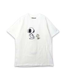 TRANSITION（トランジション）の「【1PIU1UGUALE3】 1PIU1UGUALE3 RELAX × SNOOPY&WOODSTOCK ラインストーンクルーネックTシャツ（Tシャツ/カットソー）」