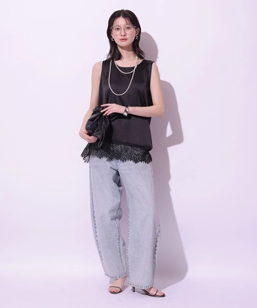 アルページュストーリー ボーダータンク&新品シアーレースタンクタグ付 新品 Arpege story アルページュストーリー 裾レースサテンタンク