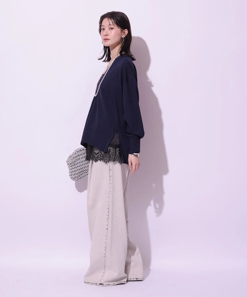 Arpege story(アルページュストーリー)の「裾レースサテンタンク(シャツ/ブラウス・レディース・ブラック/ホワイト・1/2)」の21枚目の写真