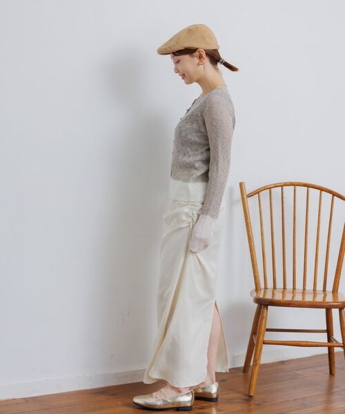 RETRO GIRL（レトロガール）の「バイカラーニットカーデ（カーディガン/ボレロ・レディース・グリーン/ベージュ/チャコールグレー・FREE）」の20枚目の写真