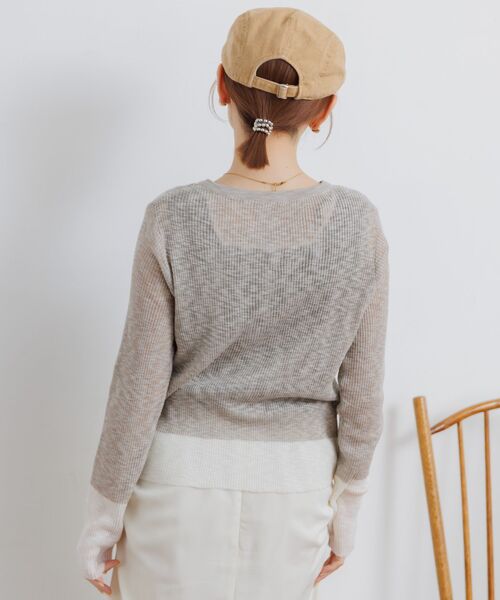 RETRO GIRL（レトロガール）の「バイカラーニットカーデ（カーディガン/ボレロ・レディース・グリーン/ベージュ/チャコールグレー・FREE）」の17枚目の写真