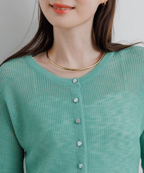 RETRO GIRL（レトロガール）の「バイカラーニットカーデ（カーディガン/ボレロ・レディース・グリーン/ベージュ/チャコールグレー・FREE）」の15枚目の写真