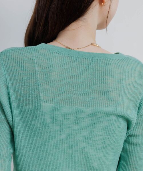 RETRO GIRL（レトロガール）の「バイカラーニットカーデ（カーディガン/ボレロ・レディース・グリーン/ベージュ/チャコールグレー・FREE）」の12枚目の写真