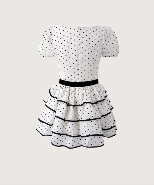 LA POMME petit(ラポミ・プチ)の「Square Collar Flare Dots Dress(ワンピース・レディース・ホワイト・SMALL/MEDIUM/LARGE)」の2枚目の写真