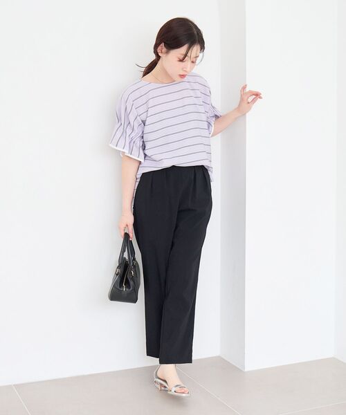 le.coeur blanc(ルクールブラン)の「ドビーボーダーギャザーブラウス(シャツ/ブラウス・レディース・パープル系その他/ブラック系その他/ホワイト系その他2・38)」の10枚目の写真