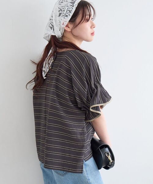 le.coeur blanc(ルクールブラン)の「ドビーボーダーギャザーブラウス(シャツ/ブラウス・レディース・パープル系その他/ブラック系その他/ホワイト系その他2・38)」の17枚目の写真