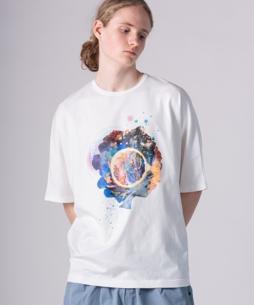 rehacer（レアセル）の「rehacer : × everglouu Abstract Bloom CS / エバーグロー ドルマンオーバー カットソー（Tシャツ/カットソー・メンズ・ホワイト/ブラック・LARGE/MEDIUM/SMALL）」の6枚目の写真