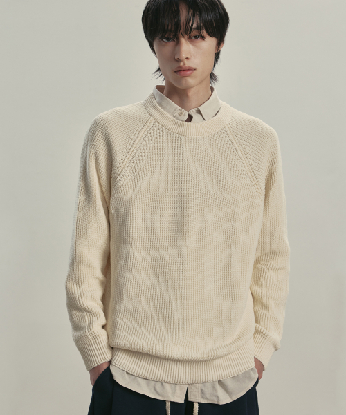KNITTED(ニッティド)の「コットンワッフルラウンドニット CREME(ニット/セーター・レディース・その他・M/L/XL)」の1枚目の写真