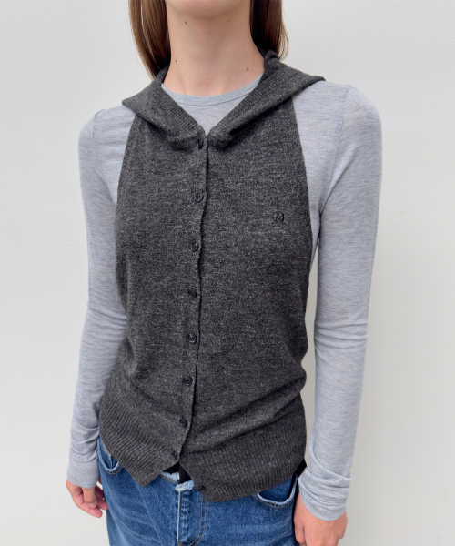 DIAGONAL(ダイアゴナル)の「HALTER HOODIE KNIT VEST (dark grey)(ベスト・レディース・その他・FREE)」の15枚目の写真
