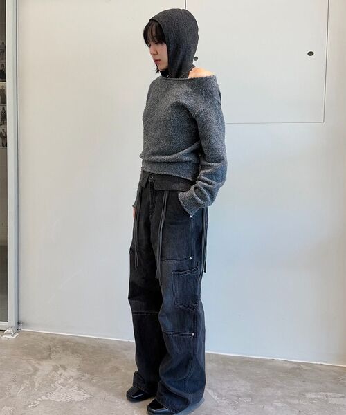 DIAGONAL(ダイアゴナル)の「HALTER HOODIE KNIT VEST (dark grey)(ベスト・レディース・その他・FREE)」の6枚目の写真