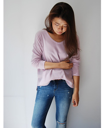 Shelly island | 【Shelly island】 Vネック脇スリットプルオーバー(Tシャツ/カットソー)