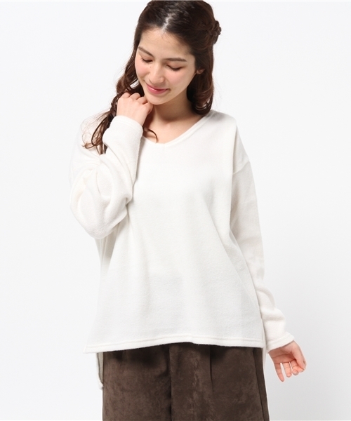 Shelly island（シェリーアイランド）の「【Shelly island】 Vネック脇スリットプルオーバー（Tシャツ/カットソー・レディース・ホワイト/グレー/パープル・FREE）」の13枚目の写真